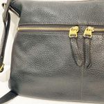 Fossil  Elise Double Zip Black Pebbled Leather Large Crossbody Shoulder Bag Purse Photo 1