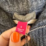 Vince Camuto  Charcoal Ribbed Half Zip Sweater Collared Cozy Minimalist Knit S Photo 2