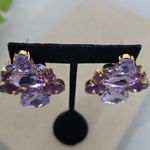 Chunky Statement Earrings Gold and Lavender Purple Color Photo 4