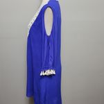 Entro  blue crepe tassel crochet tassel trim shift dress size medium Photo 2
