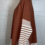 Impressions Women's Caramel Striped Oversize Soft Knit Cape Sweater Pullover XL Photo 3