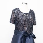 R&M Richards – Sequin & Satin Mother of the Bride Midi Gown Blue Size 16 Photo 6