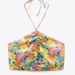 ZARA NWT FLORAL HALTER NECKLINE CROP TOP BLOGGERS FAV XS Photo 4