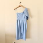 Dress the Population  One Shoulder Midi Dress in Light Blue Size M Photo 3