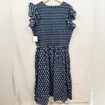 LEA Women's 2X Black Smocked Midi Dress with Pockets Short Flutter Sleeve Photo 1