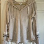 Market & Spruce Kallon Brushed Knit Hoodie Sweatshirt Beige Drop Shoulder Sz L Tan Size L Photo 0