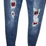 Judy Blue Distressed Buffalo Plaid Patch Skinny Jeans Size 30 Photo 3