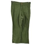 Roxy Oceanside Pants Linen Cotton Loose Straight Pockets Zip Viney Green M 30x32 Photo 1