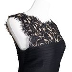 Tadashi Shoji Pintuck Peplum Sleeveless Stretch Sheer Lace Dress Black Medium Photo 5