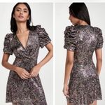 Ba&sh  Shopbop Gala Puff Sleeve Metallic Paisley Floral Mini Dress Noir size xs 2 Photo 2
