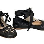 Topshop Studded Black Leather Ballet Flats Photo 2