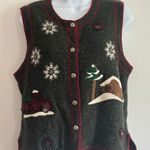 Woolrich Women Holiday Sweater Vest S Green Lambs Wool Plaid Grandmacore Photo 0
