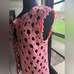Vintage handmade 70/80s pink crochet open weave tunic vest, one size Photo 11