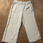 Cynthia Rowley  Pants Womens Large Linen Light Blue Wide Leg Pull On Crop Modest Photo 0