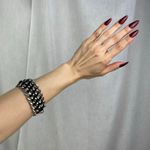 Source Unknown Silver Tone Chain Link Bracelet Black Braided Faux Leather Toggle Clasp NWOT Photo 12