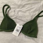 Good American  Always Fits Triangle Ribbed Crinkle Bikini Top Pesto Green 0 US XS Photo 0