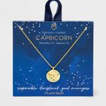 NWT! Beloved + Inspired 14K Gold Dipped 'Capricorn' Disc with Stones Necklace Photo 4