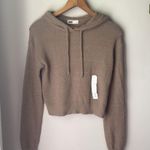 SO  Ribbed Khaki Brown Knit Cozy Fuzzy Pullover Hoodie Photo 1