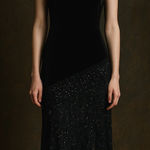 Frederick's of Hollywood VTG Frederick's Womens Dress Size S Black Velvet Beaded Lace Maxi Y2K Whimsigoth Photo 0
