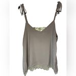 POL  Taupe Lace Trim Cami Tank Top with Tie Straps – Size M Photo 3