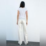 ZARA TRF MID WAIST LOOSE FOIL LONG WIDE LEG JEANS SILVER/White Size 4 NEW Photo 11