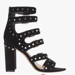Sam Edelman York Black Studded Gladiator Sandals Block Heel Strappy Photo 2