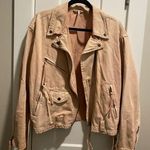 Free People  Light Pink Denim Motorcycle Style Jacket Photo 1