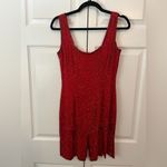 Oleg Cassini Vintage Black Tie  Red Silk Beaded Cocktail Dress Size 4 Photo 2