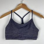 Lululemon Flow Y Nulu Bra, Light Support, Navy Herringbone Pattern, Size 6 Blue Photo 0
