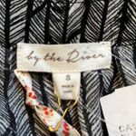 By the River Sheer Geometric Print Ruffle Sleeve Blouse Black/White Photo 7