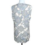 Telluride Clothing Co Women’s L Linen Blend Tan Blue Paisley Sleeveless Blouse Size L Photo 3