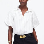 Madewell NWT Shirred Bubble-Sleeve Button-Up Shirt - Size: Medium Photo 0