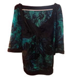 Apostrophe Green and Black Tropical Palm Print Top Large Photo 8