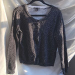 H&M  Polka Dot Button Up Black Cardigan Sweater Large Cotton Work Femme Capsule Photo 0