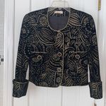 Karl Lagerfeld printed black and gold velvet jacket and skirt suit. Size 6. EUC. Photo 13
