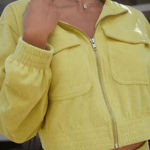 Aerie  Neon Green Yellow Corduroy Full Zip‎ Long Sleeve Bomber Jacket Sz M NEW Photo 0