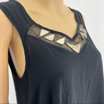 Lush Clothing Lush MEDIUM Black Sheer Industrial Sleeveless Bronze Metal Statement Top Blouse Photo 1