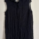 Vintage Rosettes Button Up Shirt Tunic Whimsigoth Y2K Medium Black Sheer Goth Photo 0