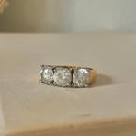 18KGE Three Stone Gold Engagement Ring “Autumn” Elegant Classic Neutral Feminine Jewelry Photo 3