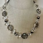 Stella & Dot  Chloe Ribbon Tie Smokey Grey beaded Necklace Photo 1