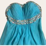 La Femme  15081 Aqua Blue Strapless Beaded Prom Formal Gown Size 6 Photo 2