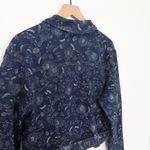 EXPRESS Floral Denim Cropped Moto Jacket Sunflower size Large Photo 4