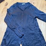 Elegant Navy Button Down Shirt Gray Size XS Photo 0