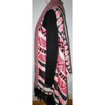 $190 OSFM Fringe Cardigan Womens Wrap New Designer Kiwi Tucker Black Coral White Size L Photo 4