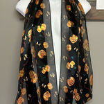 Halloween Black and Orange Pumpkins Jack O’ Lanterns, Candy Corn Polyester Scarf Photo 0