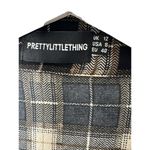 Pretty Little Thing Brown & Tan Plaid Long Sleeve Oversize Button-Up Top Sz 8 Photo 4