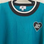 Juicy Couture JUICY by Women's Long Sleeve Heart Patch Teal Crew Neck Sweater L Photo 3