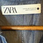 ZARA  Kyra Linen Blend Midi Shirt Dress Blue A-Line Long Sleeve 2674/250 size XS Photo 5