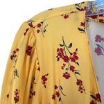 THAKOON COLLECTIVE Yellow & Red Floral Crepe Short Sleeve Wrap Dress Size 6 Photo 4