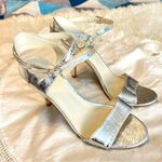 a.n.a . Silver High Heels Shoes Women’s Size 7.5 Strappy Prom Wedding HoCo Photo 1